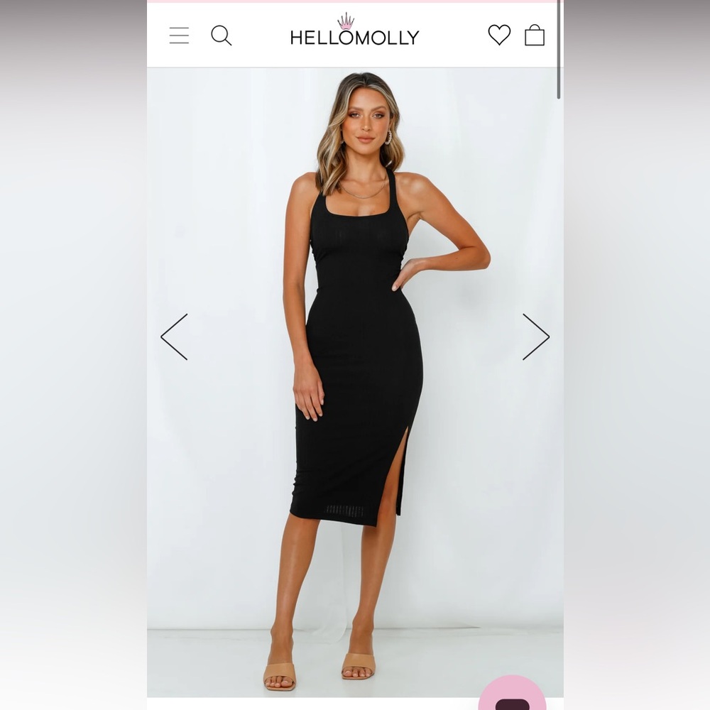 Hello Molly LISTEN TO MY VOICE MIDI DRESS BLACK XS